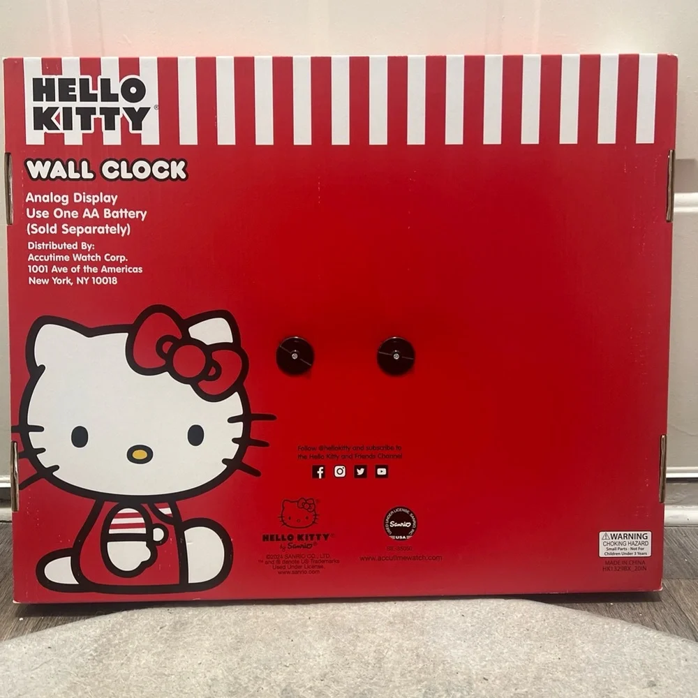 Sanrio Hello Kitty Large Wall Clock Large Brand New Analog Display 19” X 13”